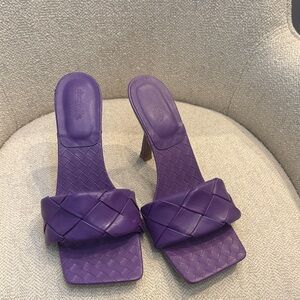 Purple Women's Heeled Sandals - weave leather heels